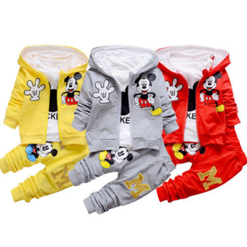 3tlg Jungen Mädchen Baby Mickey Maus Kapuzepullover Jogginganzug Outfit Anzug