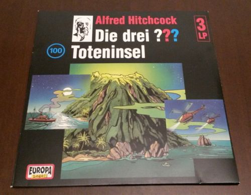 Die Drei Fragezeichen - Toteninsel 3LP Vinyl Folge 100 ??? Alfred Hitchcock RAR