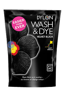 350g VELVET BLACK DYLON MACHINE WASH & DYE FABRIC CLOTHES COLOUR DYE, FREE P&P!