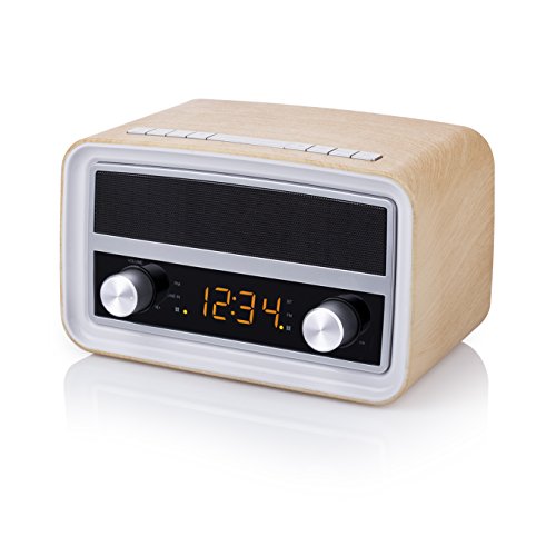 AudioSonic Retro Radio mit Uhr- und Weckerfunktion - AUX-in und USB-Anschlüsse/ Bluetooth, RD-1535