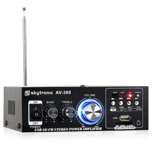 Skytronic AV-Verstärker Audio endgültigen-Leistung HIFI (2 x 40 Watt, Eingänge USB SD MP3, Radio FM, AUX)
