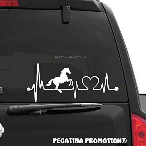 Pferde Horses Reiten Herzschlag Aufkleber 30 cm Herzlinie Hobby Sticker Auto Lack Scheibe Autoaufkleber von Pegatina Promotion ®