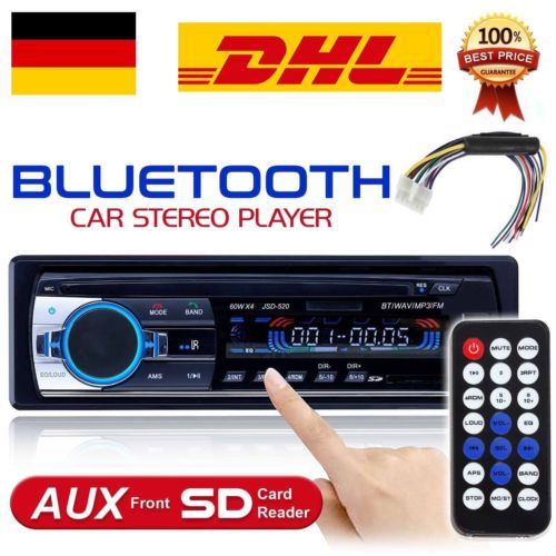 Bluetooth Car Autoradios Stereo Audio FM Radio Player MP3/USB/SD/AUX-IN/MMC 1DIN