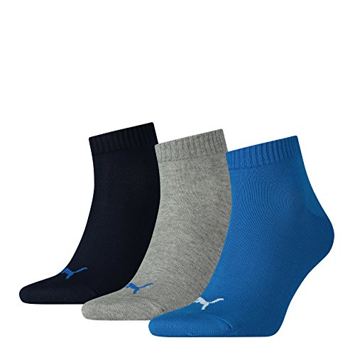 PUMA Unisex Quarters Socken Sportsocken 12er Pack (43/46, Blue/ Grey Mélange)