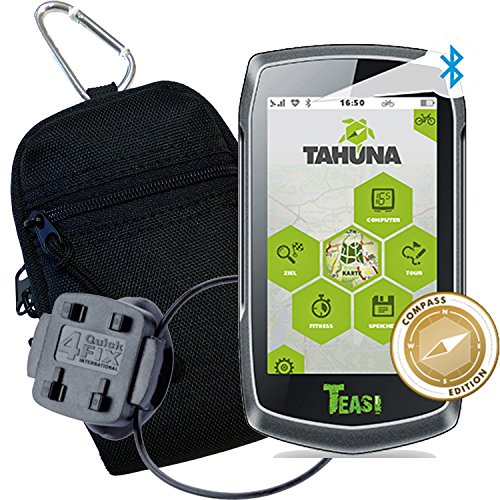 TEASI ONE 3 eXtend - Fahrrad- & Wandernavigation + Fahrradhalter Lenkermontage+ USB Netzteil+ Tasche