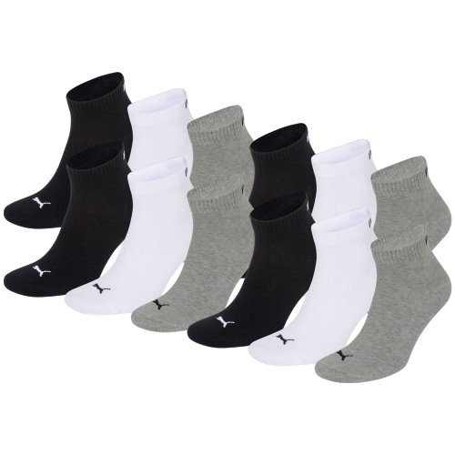 PUMA Unisex Quarters Socken Sportsocken 12er Pack grey / white / black 882 - 35/38