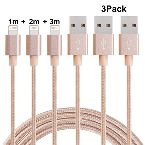 iphone Ladekabel, EASHION iPhone 6 Lightning Ladekabel [3 Pack] 1m 2m 3m für Apple iPhoneX/8/8plus/7/7plus/6s/6sPlus/6/6Plus/5s/5c/5/SE,iPad Mini2/3/4/Air (gold)