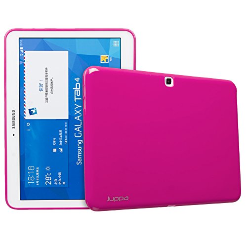 Juppa® Samsung Galaxy Tab 4 10,1 Zoll SM-T530 SM-T531 TPU Gel Silikon Tasche Hülle Schutzhülle mit HD LCD Displayschutz Schutzfolie Folie (Rosa / Pink)