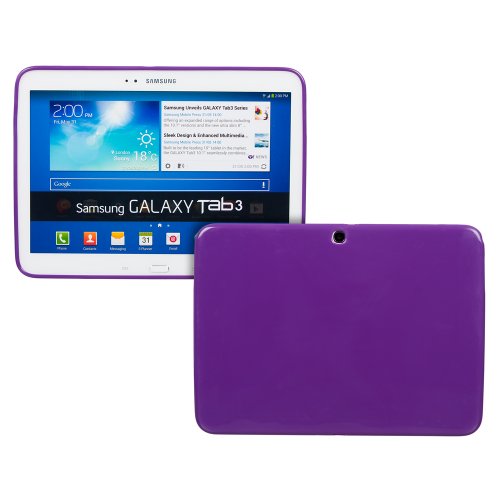 Invero® Samsung Galaxy Tab 3 10.1 Inch GT-P5200 GT-P5210 TPU Silikon Tasche Hülle Schutzhülle mit LCD displayschutzfolie (Lila / Purple)