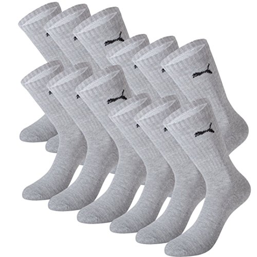PUMA Unisex Crew Socks Socken Sportsocken MIT FROTTEESOHLE 12er Pack grey 400 - 35/38