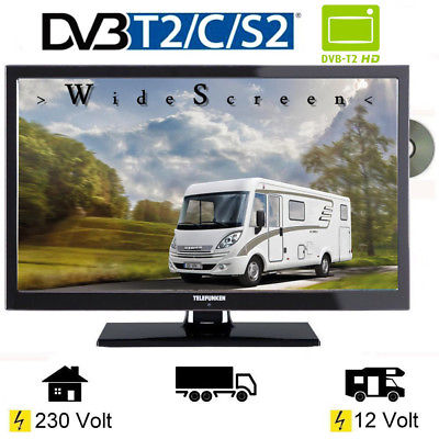  Wohnmobil Campig Fernseher 22 Zoll DVB/S/S2/T2/C, DVD, USB, 12 V 230 Volt 17W