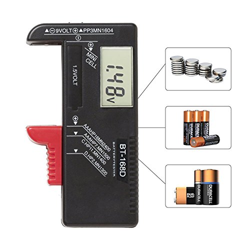 Digitaler Batterietester Batterie Testgerät und Akku Testgerät für AAA, AA, C, D, 1,5 V, 9 V, N- und Knopfzellen
