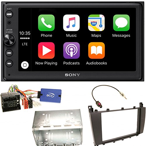 Sony XAV-AX100 Bluetooth USB MP3 Autoradio Android Auto CarPlay Touchscreen Einbauset für Mercedes C-Klasse W203 CLC CL203 S203