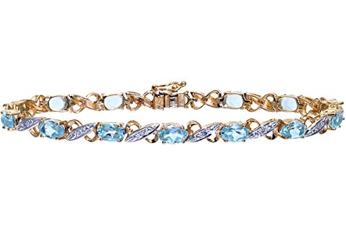 Naava Damen-Armband 9 Karat Gelbgold Diamant Blautopas 08 Karat PBC01001Y BT