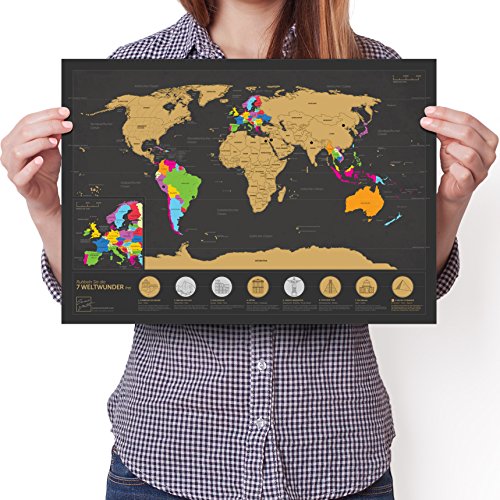 Rubbel Weltkarte A3 (Deutsch) - Personalisiertes Poster um Reisen zu verfolgen - Zeigen Sie Ihre Abenteuer!
