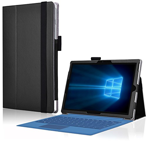 Microsoft Surface Pro 4 Cover Tasche mit praktischer Stand Funktion Case aus robustem Kunstleder kombiniert Schutz und Design für Ihr Microsoft Surface Pro 4 Hülle Case Schwarz von UC Express®