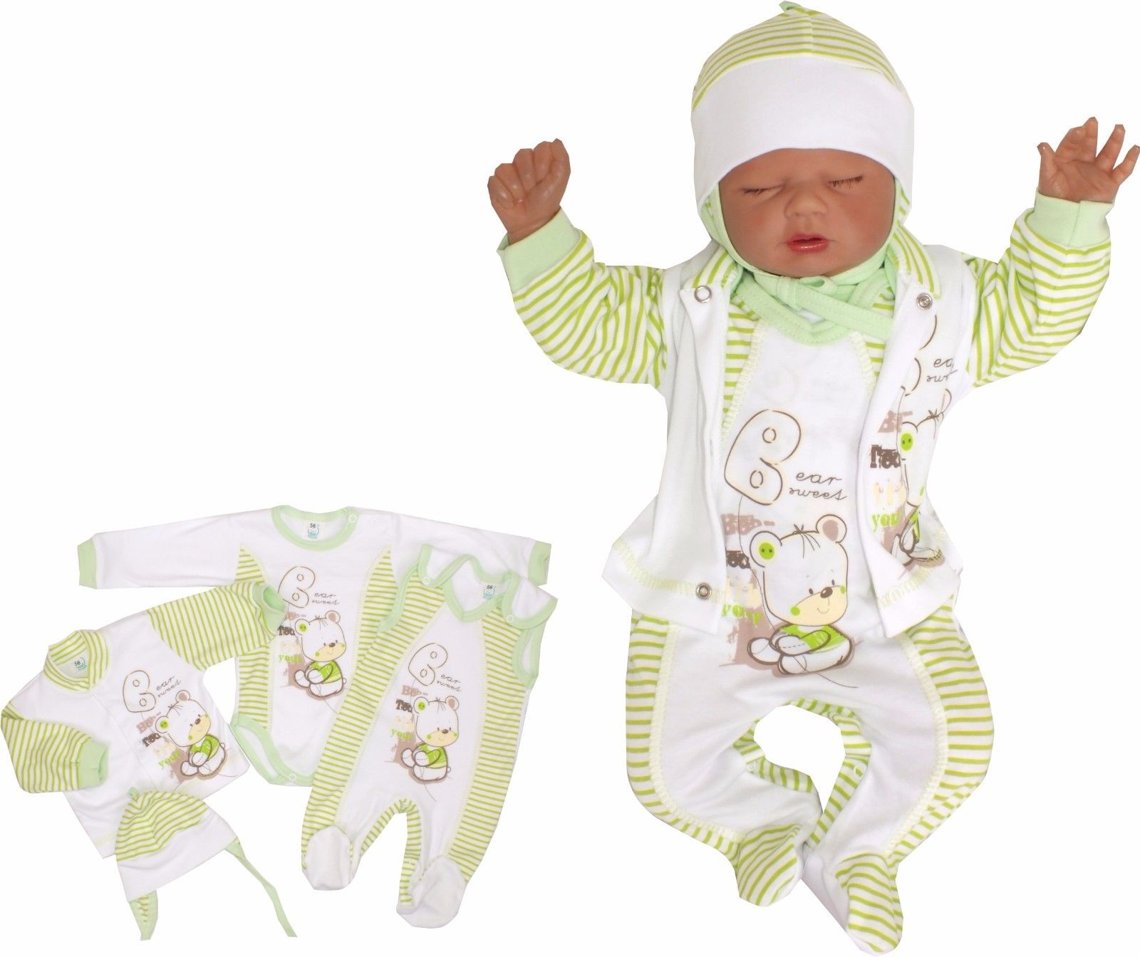 4 Tlg SET Baby Starterset Erstausstattung  50 56 62 68 100% Baumwolle Unisex
