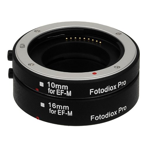 Fotodiox Pro Automatic Macro Extension Tube Kit for Canon EOS M (EF-m) Mirrorless Camera System with Auto Focus (AF) and TTL auto Exposure for Extreme Close-up (10mm, 16mm) - Fits Canon EOS M, M2