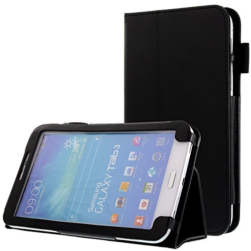 subtel® Smart Case für Samsung Galaxy Tab 3 7.0 (SM-T210 / SM-T211 / SM-T215) Kunstleder Schutzhülle Tasche Flip Cover Case Etui schwarz