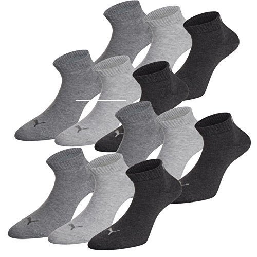 PUMA Socken Quarter 12er 47/49 Anthracite/Light Grey/Middle Grey