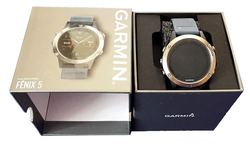 Garmin Fenix 5 Smartwatch Gps-Multisportuhr, Silber, Armband Blau, 47 mm