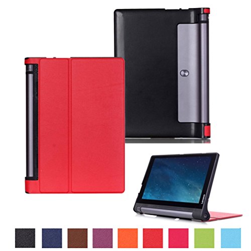 Lenovo YOGA Tablet 3 10 Hülle,Rot PU Leder Case Cover und Back Schutzhülle für Lenovo YOGA 3 10 YT3-X50F 25,6 cm (10,1 Zoll IPS) Tablet Tasche Leder Etui Hülle mit Standfunktion