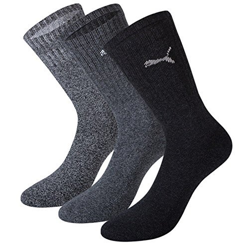 PUMA Unisex Crew Socks Socken Sportsocken MIT FROTTEESOHLE 6er Pack (anthracite / grey, 47-49)