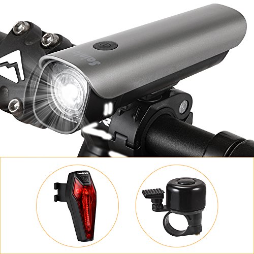 Fahrradlicht,Sainlogic StVZO Zugelassen USB Wiederaufladbare Wasserdicht Fahrradbeleuchtung Set Mit Frontlicht und Rücklicht?Mit einem Fahrrad Bell?