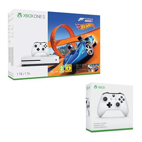 Xbox One S 1TB Konsole + Forza Horizon 3 + Hot Wheels DLC + Wireless Controller Weiß