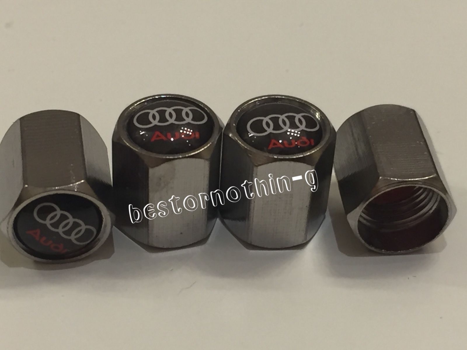 Audi 4 x Dust Caps Chrome Silver Valve Covers Wheel Tyre Tire Set of 4 S line 