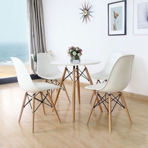 4 Stück Esszimmerstuhl Wohnzimmer Stuhl Kunststoff Büro Stühle Weiß Stuhl Set