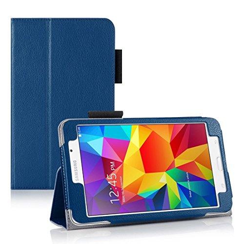 Invero® Premium Hülle Ledertasche umfasst Ständer Feature, Displayschutzfolie und Eingabestift Kugelschreiber für Samsung Galaxy Tab 4 7,0 Zoll SM T230 T231 (Blau / Blue)
