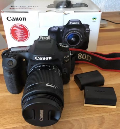 Canon EOS 80D 24.2MP selten genutzt mit org. Karton -(mit EF-S 18-55mm Objektiv)