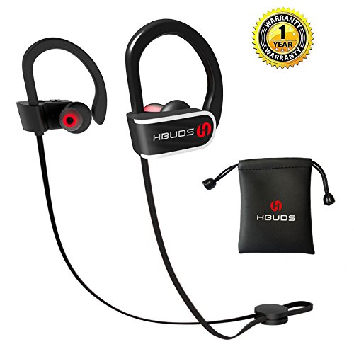Bluetooth Earphones, Sports Headphones Hbuds H1 IPX7 Sweatproof Bluetooth 4.1 In-Ear Earbuds with Mic for Running, 9 Hours Battery & Noise Cancelling Wireless Eardphones-Black