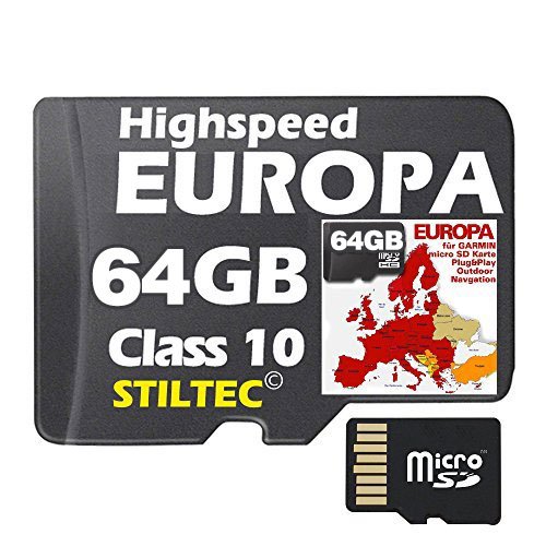 EUROPA Karte Topo Höhenlinien 64 GB microSD für Garmin und MAC und PC NEUWARE