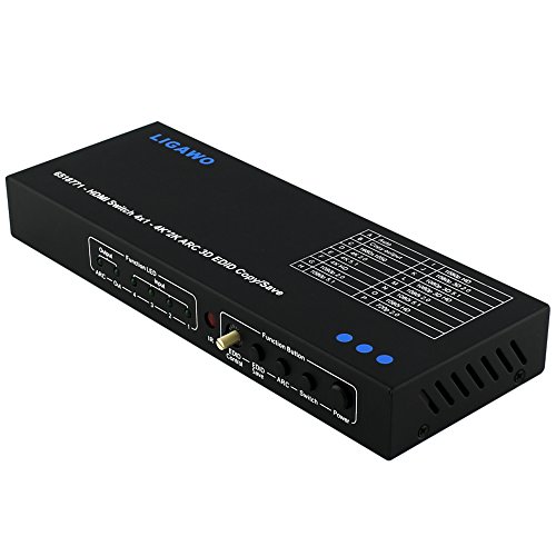 Ligawo 6518771 HDMI Switch 4x1 4K*2K Ultra HD UHD + Audio SPDIF / Cinch Out + ARC + EDID Save / Copy / Preset
