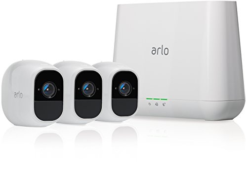 Netgear Arlo Pro 2 wiederaufladbare Smart Home 3 HD-Überwachungs Kamera-Sicherheitssystem (Funktioniert mit Alexa, 130 Grad Blickwinkel, Nachtsicht, Wetterfest, 2-wege Audio) weiß, VMS4330P-100EUS