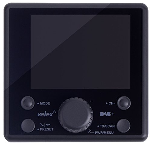 velex DAB/DAB + Radio mit FM-Transmitter für Kfz (Digital Sound, 7,6 cm großes LCD-Display, 2,1 A KFZ-Ladegerät, Bluetooth Empfänger, 3,5 mm AUX Eingang/Ausgang), Fenster-Halterung, DAB Antenne mit SMB Typ (schwarz)