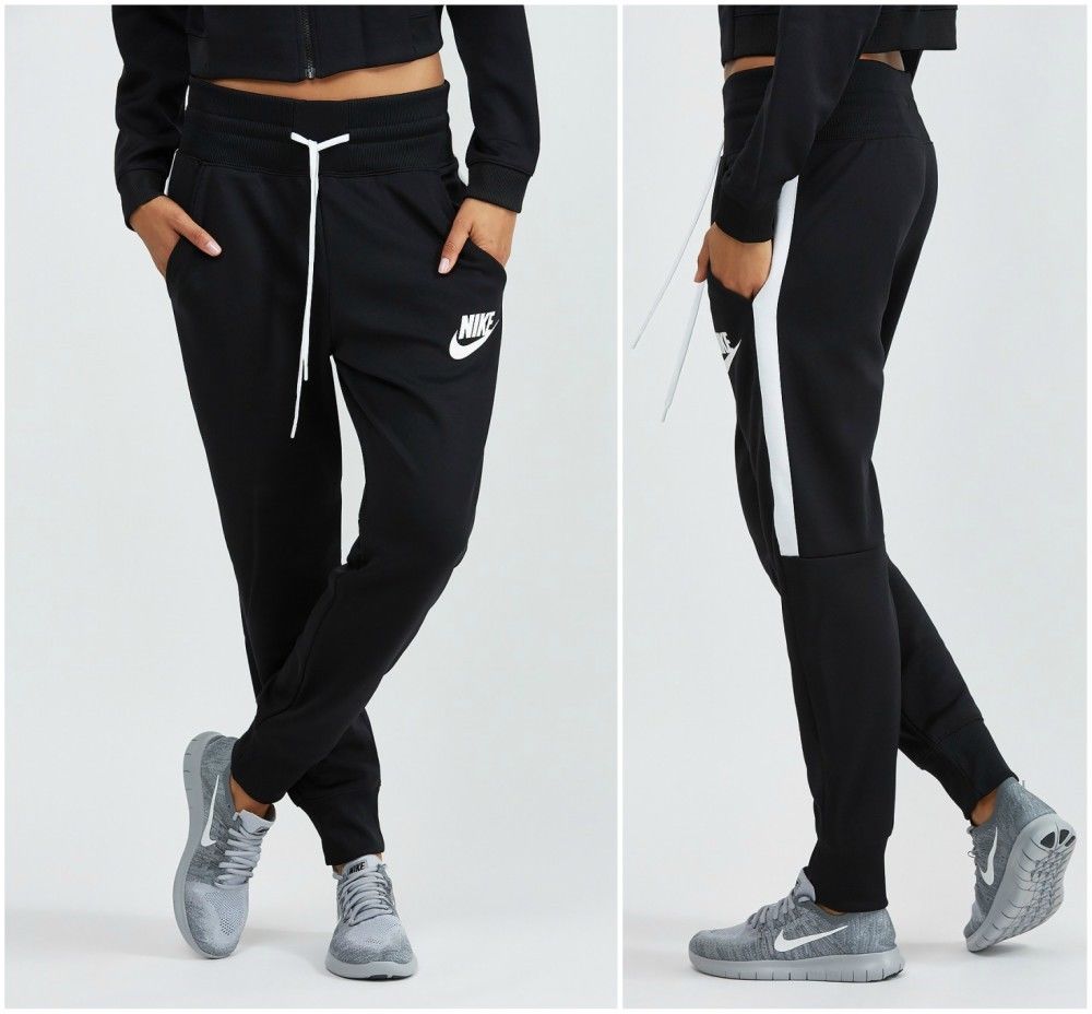 Nike Womens Track Jog Pant Ladies Joggers Girls N98 Tracksuit Bottoms Black NEW 