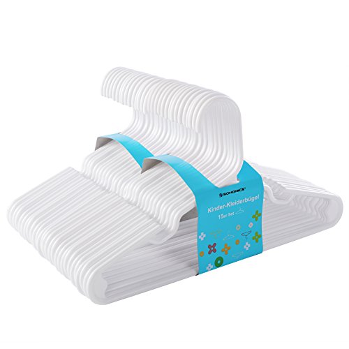 SONGMICS Kleiderbügel-Kinder 30 Stück aus hochwertigem Kunststoff mit vertieften Kerben mit verstärkten Enden, rutschfest 29,5 cm weiß CRP06W-30