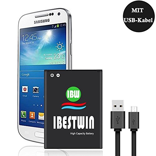 S4 Mini Akku, IBESTWIN 1900mAh Akku für Samsung Galaxy S4 Mini GT-i9195 Li-Ion Akku Ersatz B500BE Ohne NFC (12 Monate Garantie & USB Ladekabel enthalten)