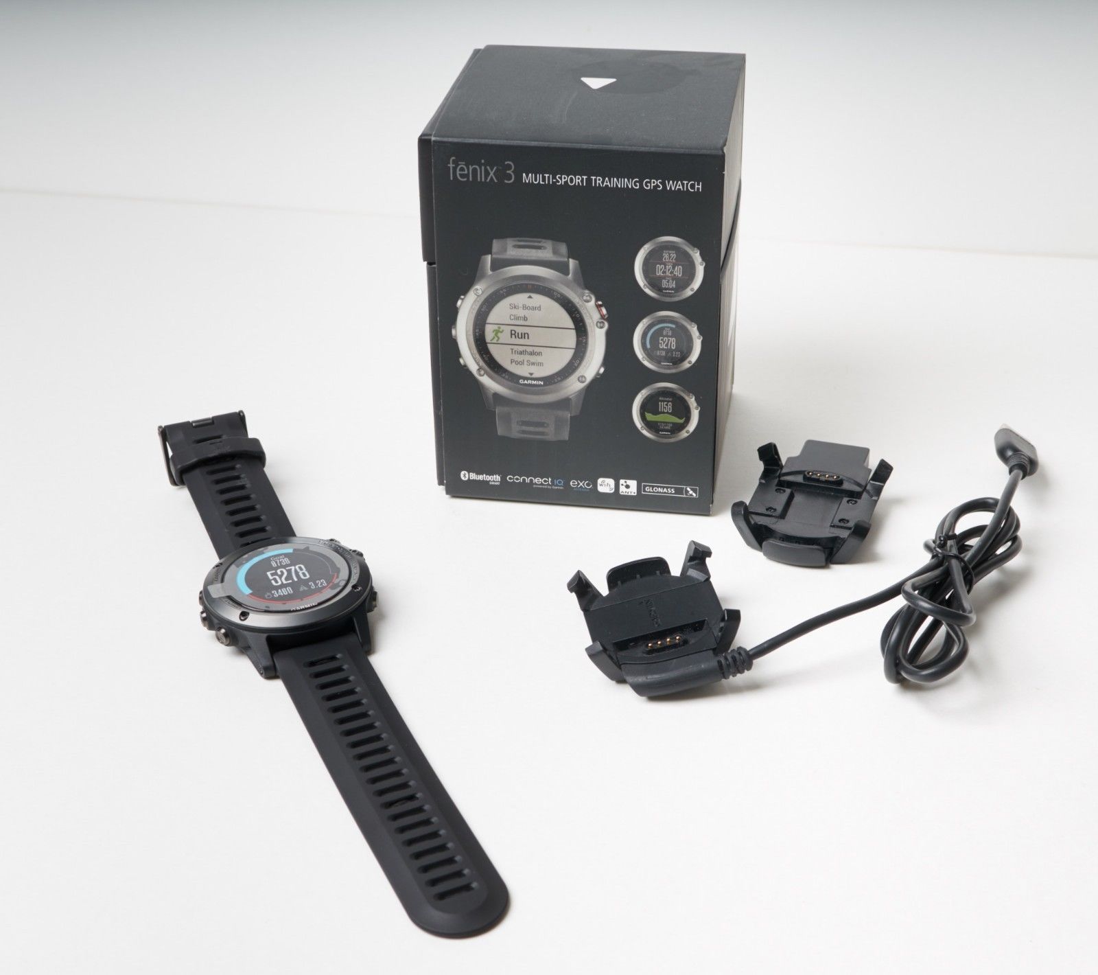 Garmin Fenix 3 GPS Sportuhr, Bluetooth und WLAN, schwarz, wie neu