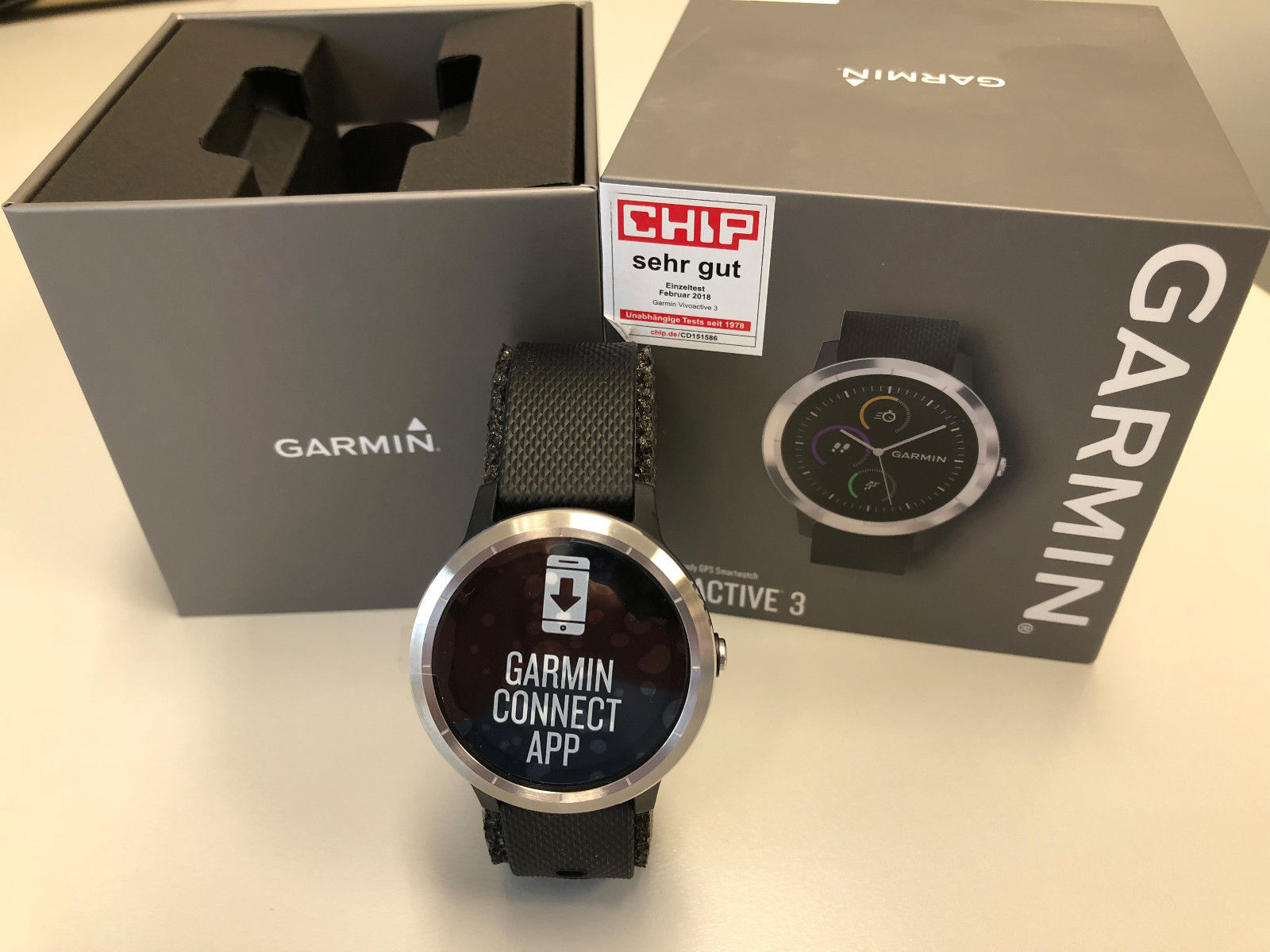 GARMIN Vivoactive 3, Smartwatch, Schwarz/Silber, GPS Sportuhr