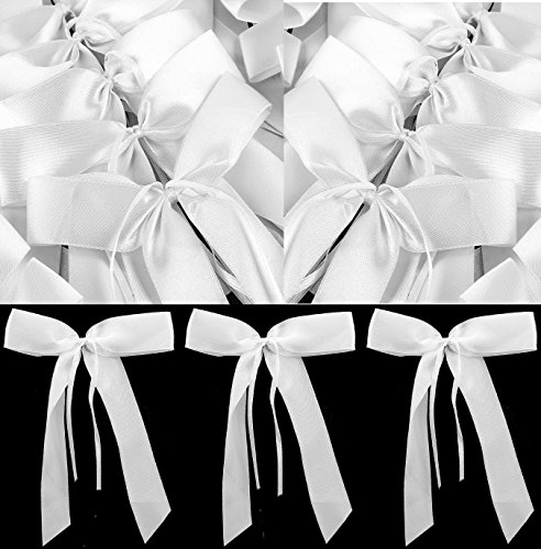 50 Weiße Brautwagen Antennenschleifen als Autoschmuck STAR-LINE® für Dekoration von Hochzeit, Brautwagen, Hochzeitsauto; Autoschleifen