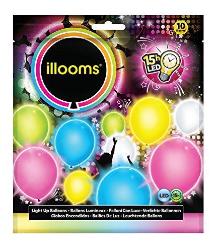 Illooms 34180 - Ballons mit LED Licht Mix, 10er Pack, bunt