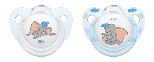 NUK Disney Classics Trendline Silikon-Schnuller Dumbo, kiefergerechte Form, 6-18 Monate, 2 Stück