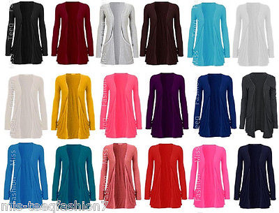 New Ladies Pocket Long Sleeve Cardigan Womens Top Size 8-14