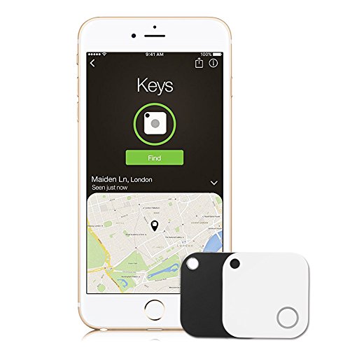 2 Packs Schlüssel Finder mit Kamera Fernbedienung, RebirthTree Bluetooth Telefon Finder Key Finder Anti-verloren Wallet Finder GPS Tracker für Schlüssel / Telefon / Wallet / Haustiere/ Tasche (iOS und Android Samsung, Weiß + Schwarz)