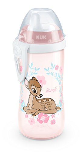 NUK 10255370 Disney Classics Kiddy Cup Bambi, harte Trinktülle, auslaufsicher, 300 ml, rosa