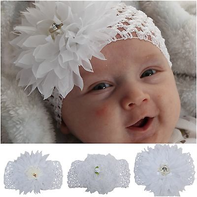 Baby Mädchen Haarband Taufe Kinderhaarband Stirnband Haarschmuck Strass Blume